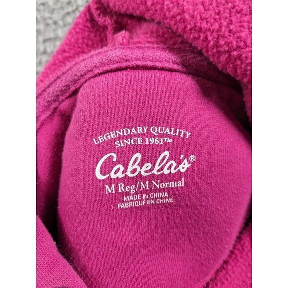 Cabela's Hoodie Womens Medium Pullover Sweatshirt Cotton Poly Spellout Pink - Picture 4 of 15
